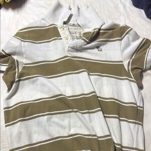 Striped Polo Shirt - White and Brown